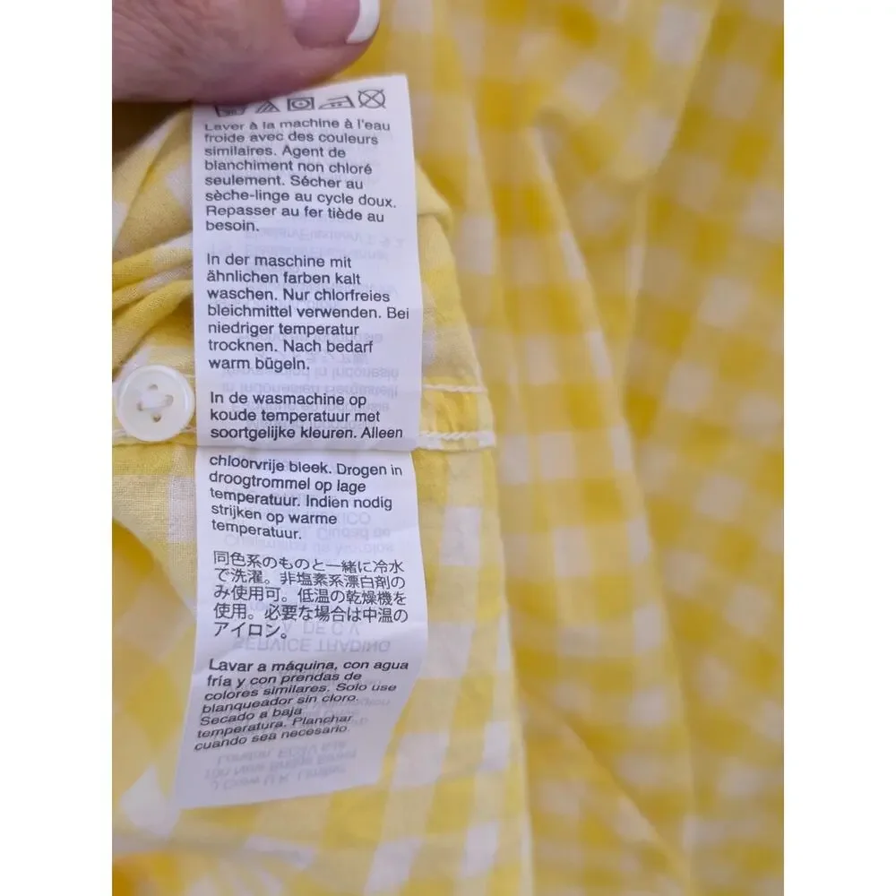 J. Crew classic Yellow Gingham Long-Sleeve Shirt Lightweight Button front casual